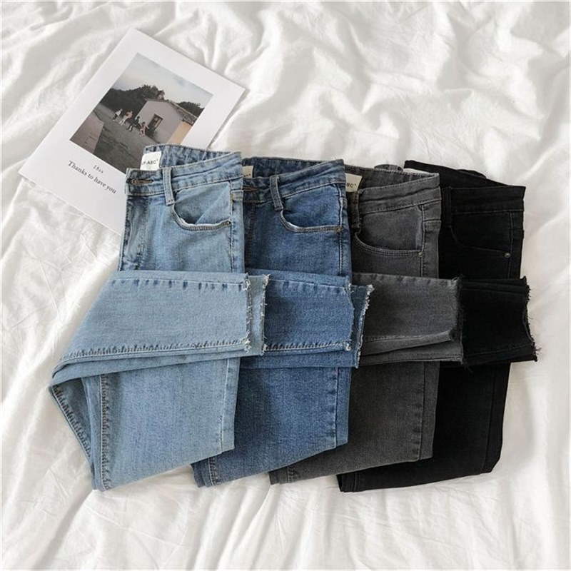 Slimming, Stretchy, Tight-fitting Black And Gray Jeans For Women photo 1