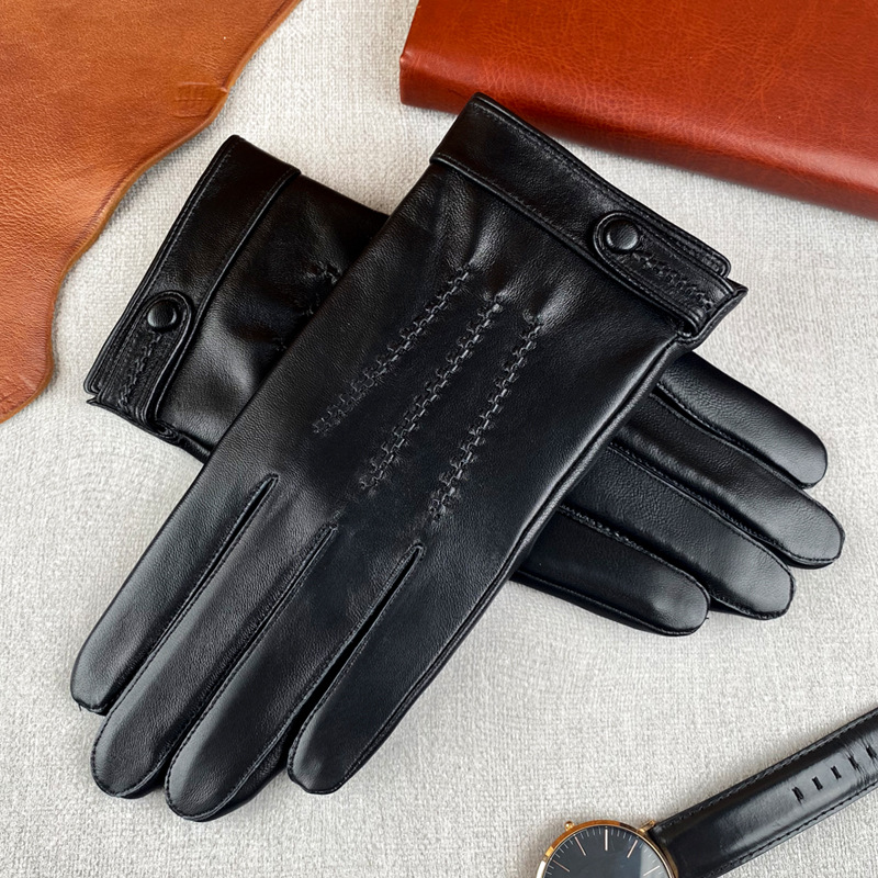 Men's Velvet-lined Leather Casual Gloves photo 3