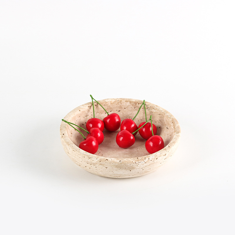 Light Luxury Simple Geometric Round Anti-Hole Stone Resin Fruit Plate photo 6