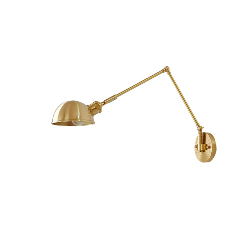 Vintage Brass And Walnut Long-arm Adjustable Lamp With Switch photo 2