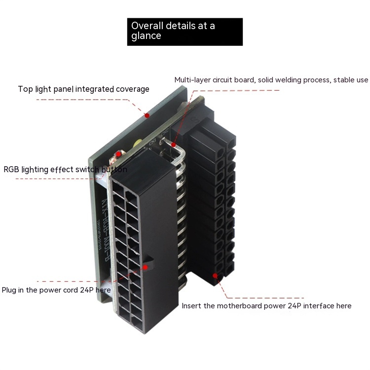 Chassis Mainboard ATX Power Supply 24Pin90 Degrees Steering Elbow Line Running Accessories photo 4