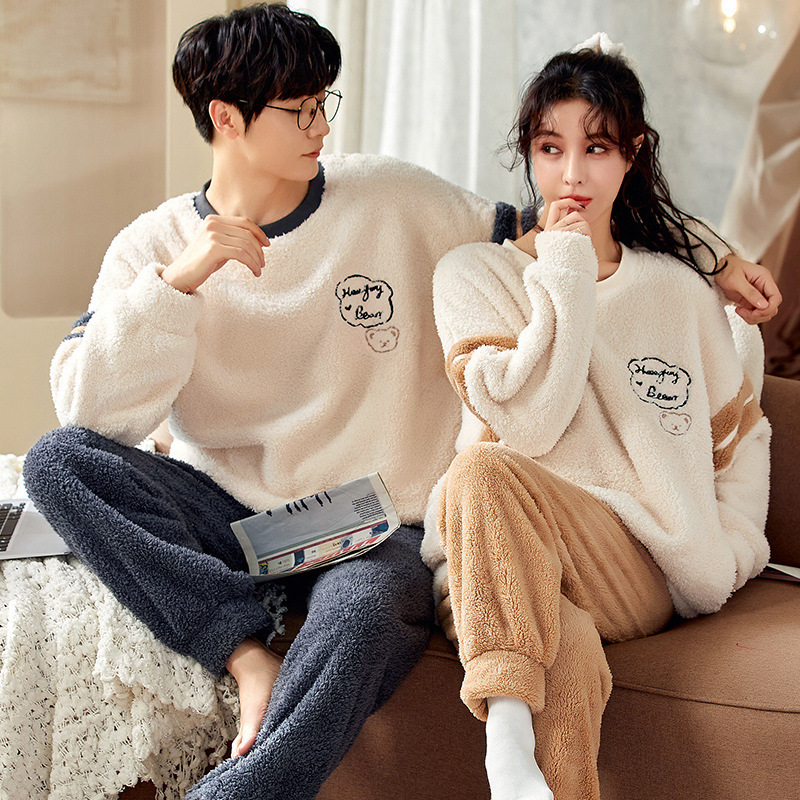 Coral Fleece Couple Household Velvet Pajamas photo 1