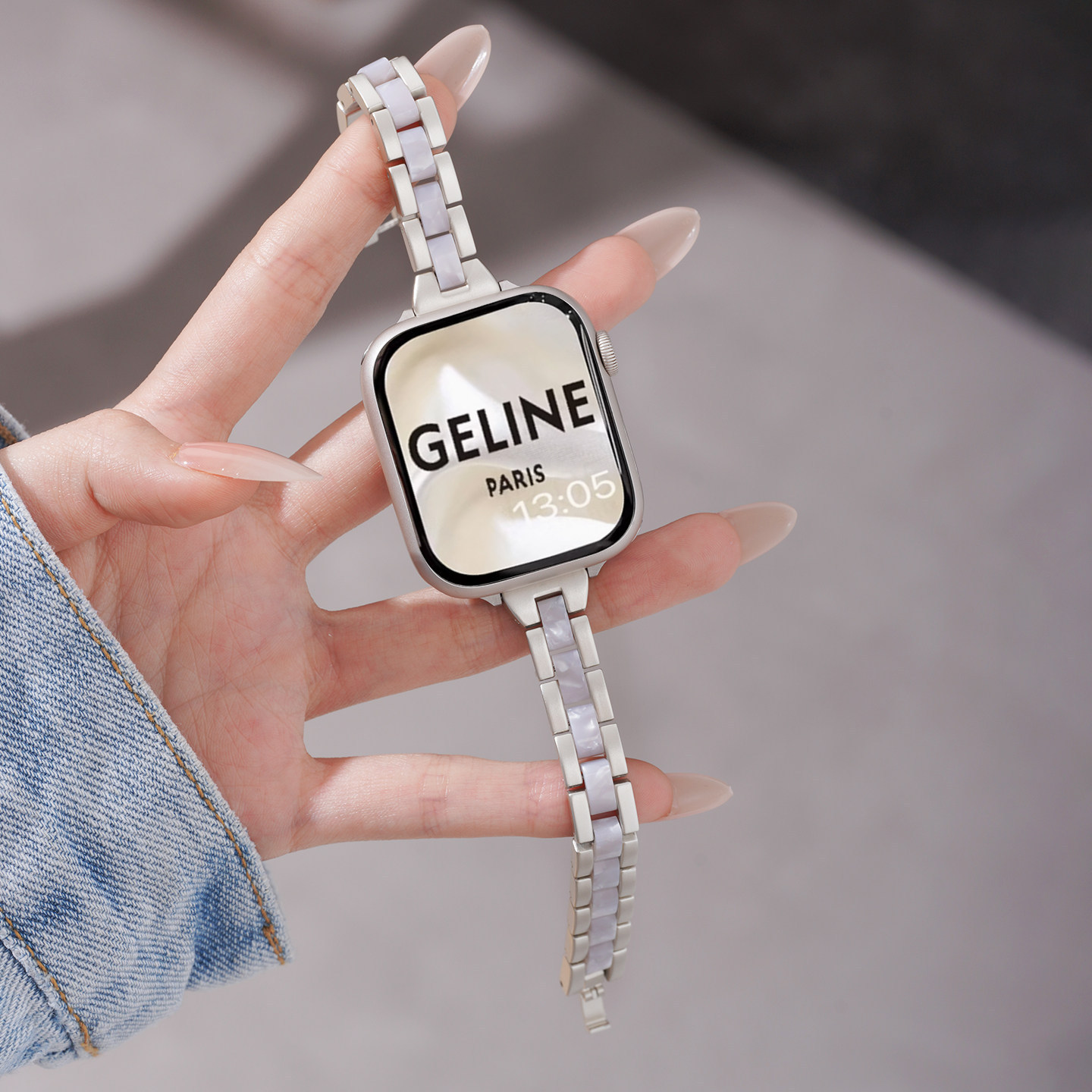 Three-bead Resin Strap Womens Metal Model photo 4
