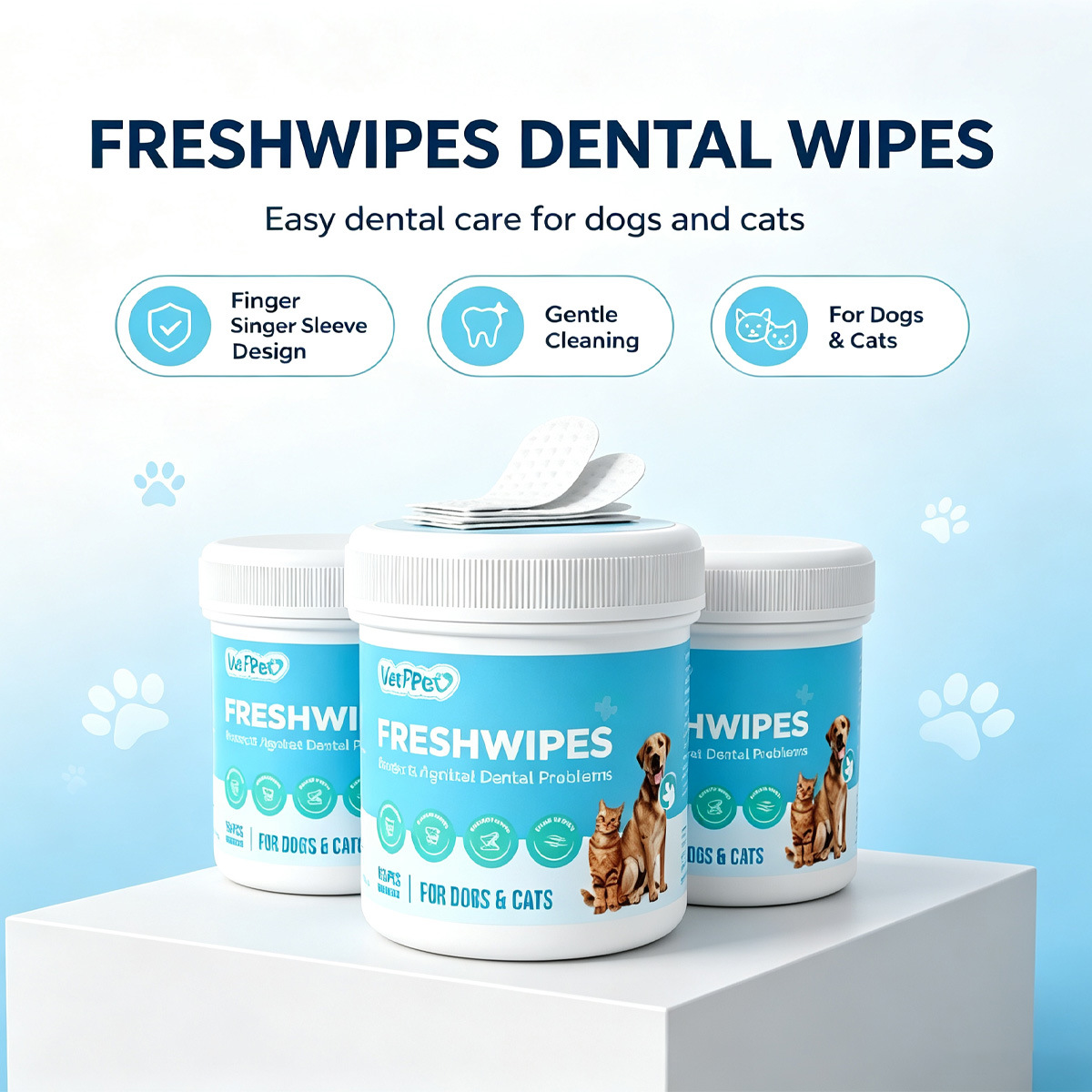 Pet Eye-Cleaning Finger Wipes For Cats And Dogs Removes Tear Stains photo 1