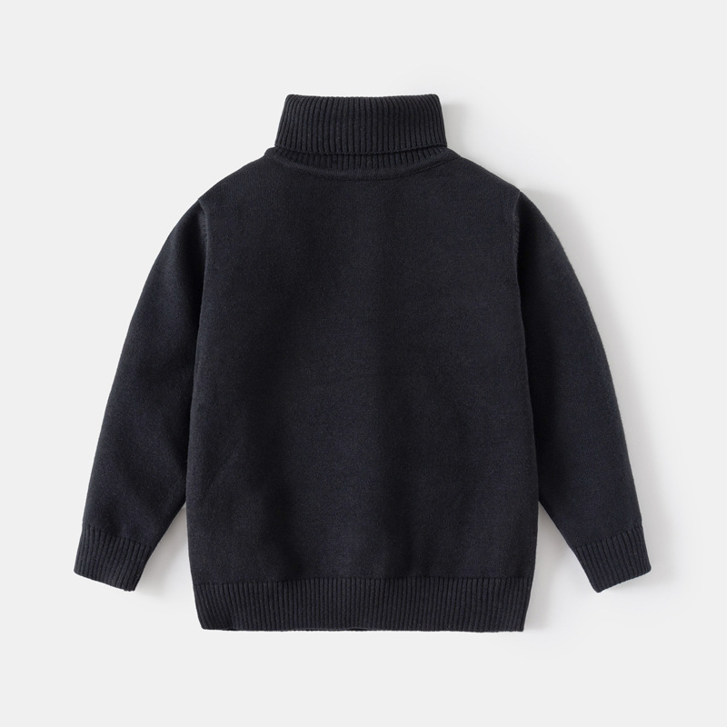 Girls And Boys Turtleneck Solid-color Sweaters photo 3