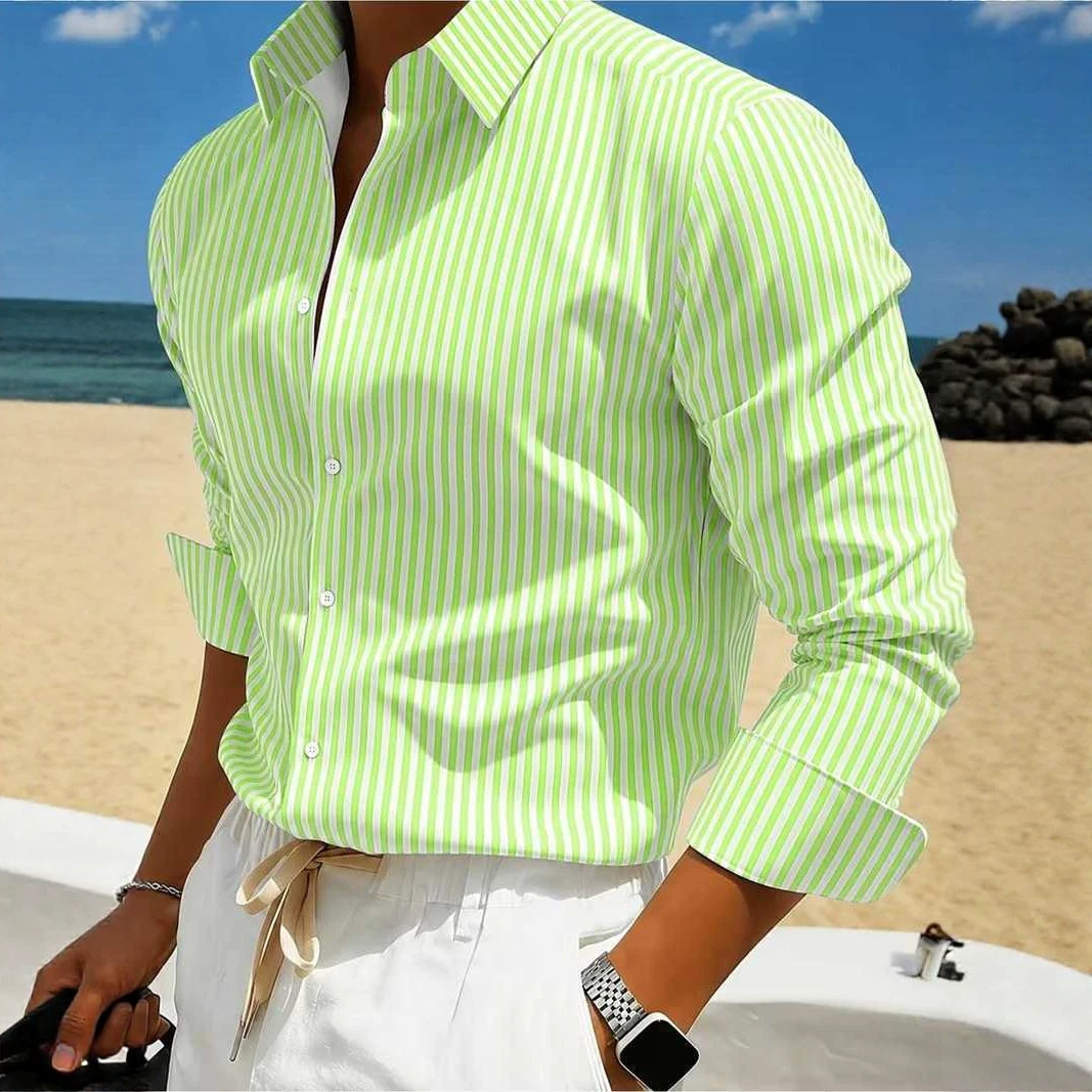 Men's Striped Long-sleeve Shirt For Summer photo 1