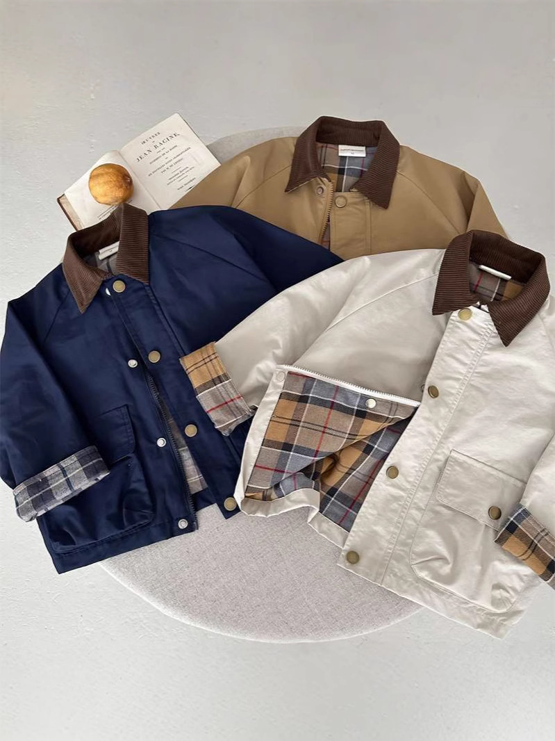 Spring Boys' And Girls' Korean-Style Trendy Plaid Patchwork Jacket photo 3