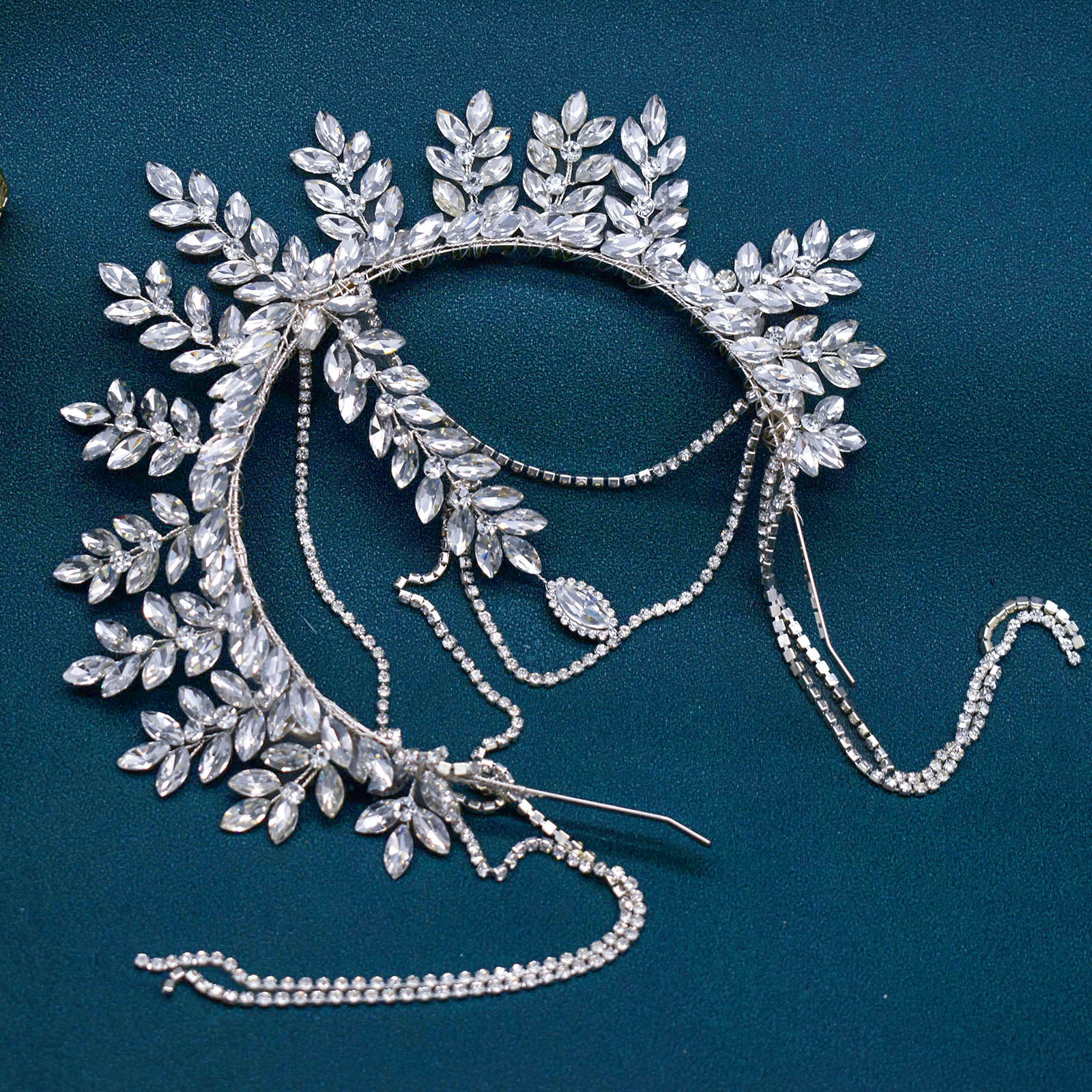 Bridal Rhinestone Wedding Gown Accessories Creative Hair-clipping Tassel Headband photo 4