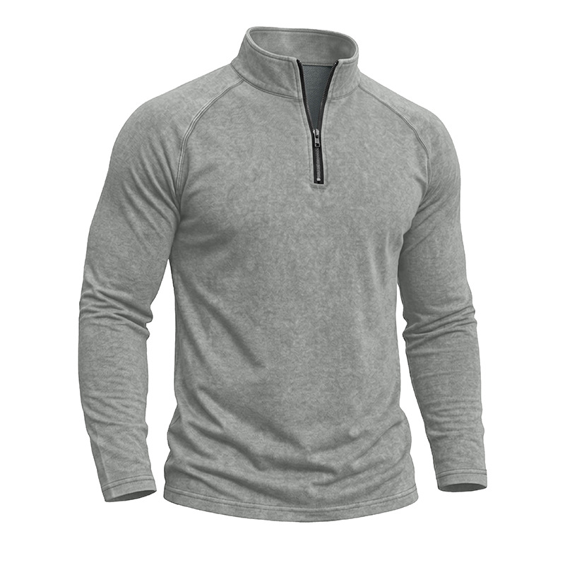 Retro Washed Long-sleeve Men's Distressed T-shirt photo 5