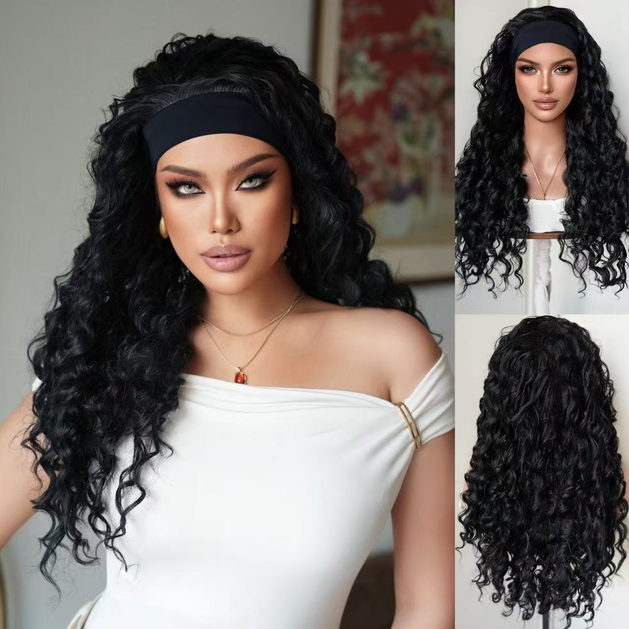 Cross-border Wigs African Womens Black Long Curly Hair photo 1
