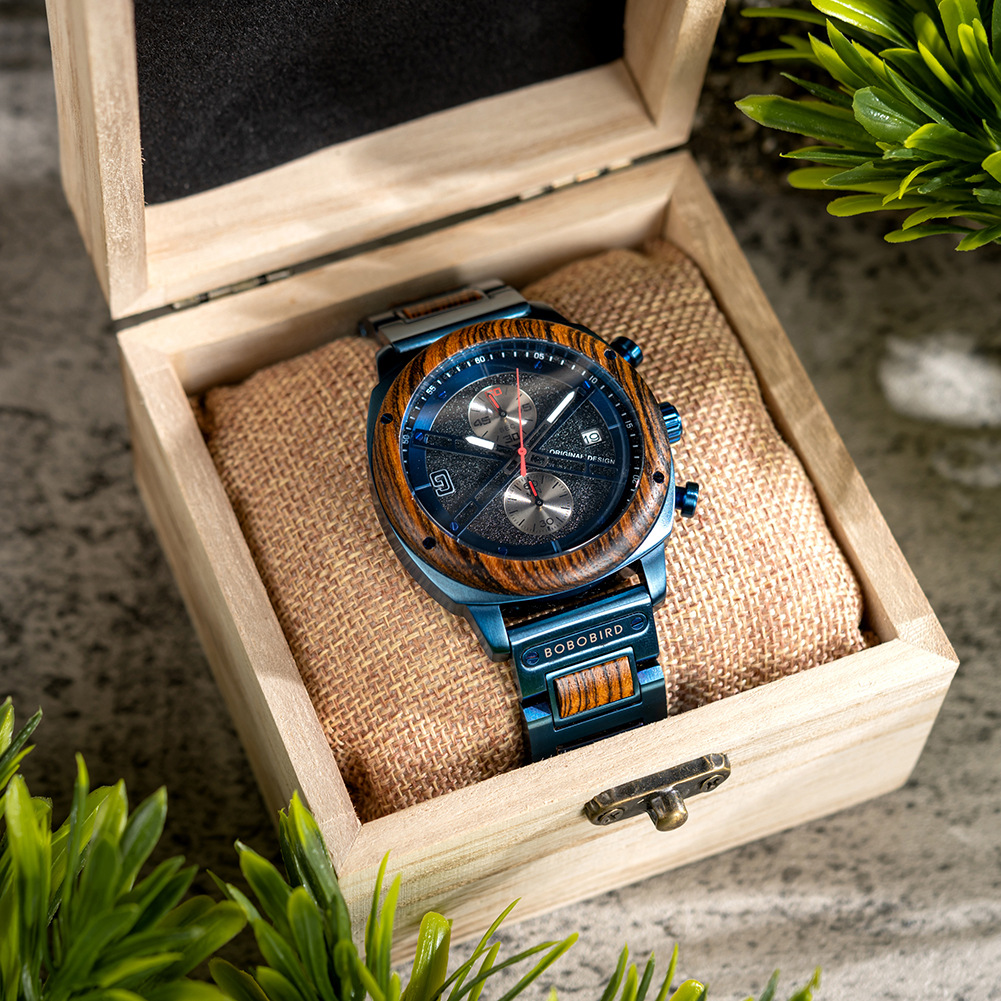 Natural Wood Men's Watch - Minimalist Retro Quartz Wristwatch with Leather Strap photo 6