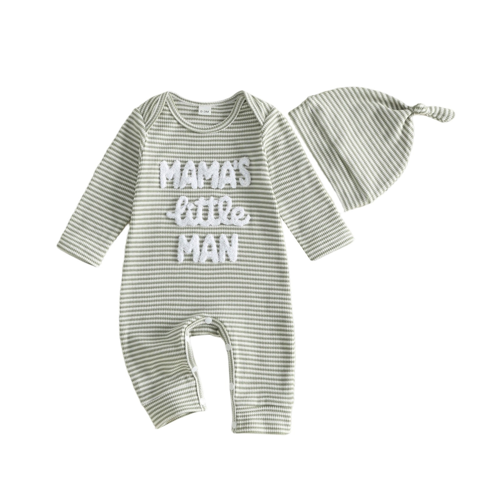 Baby Boygirl Towel-embroidered Striped Long-sleeve Onesie With Hood photo 6