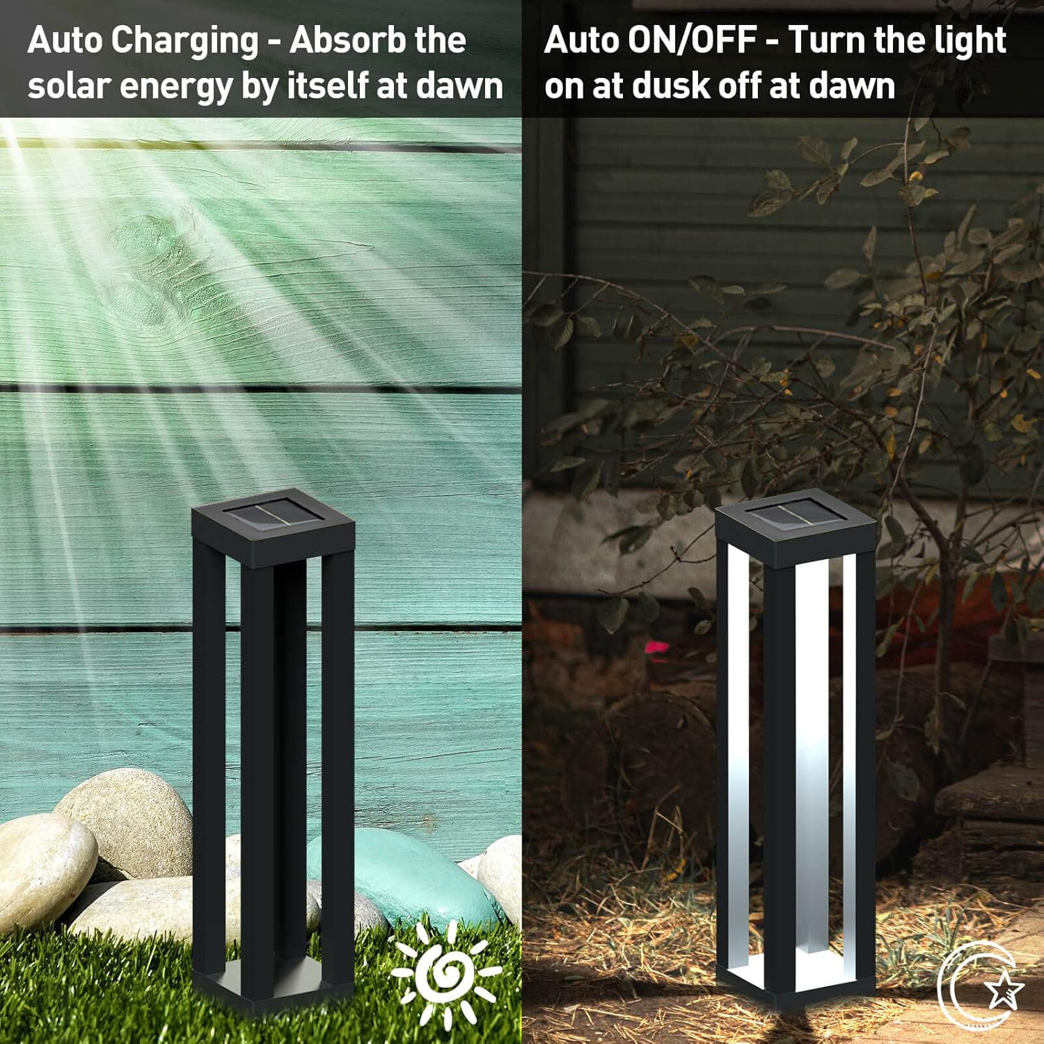 Outdoor Waterproof Square Solar-Powered Lawn Post Light photo 5