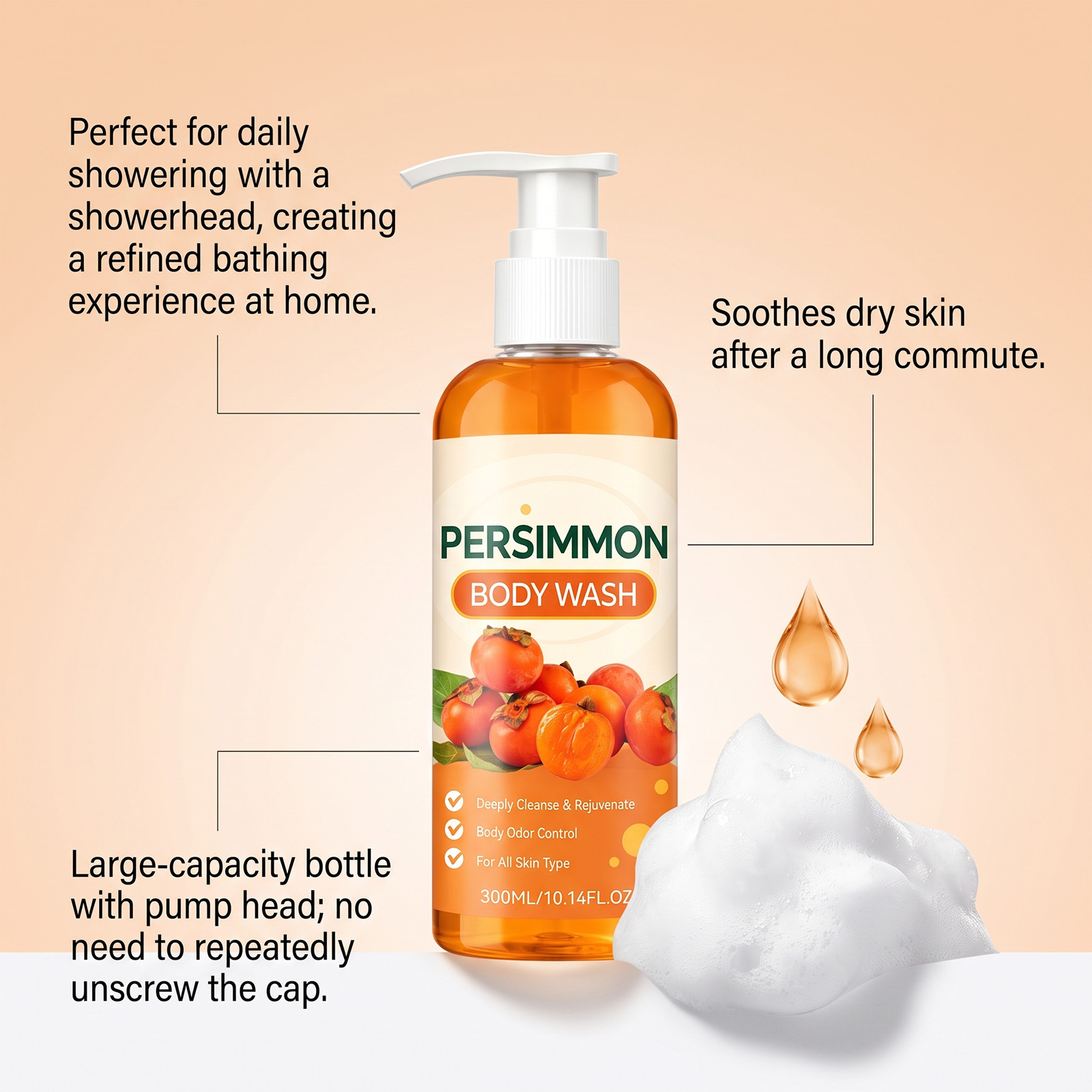 Persimmon Body Wash Fresh And Gentle Cleanses The Entire Body photo 4