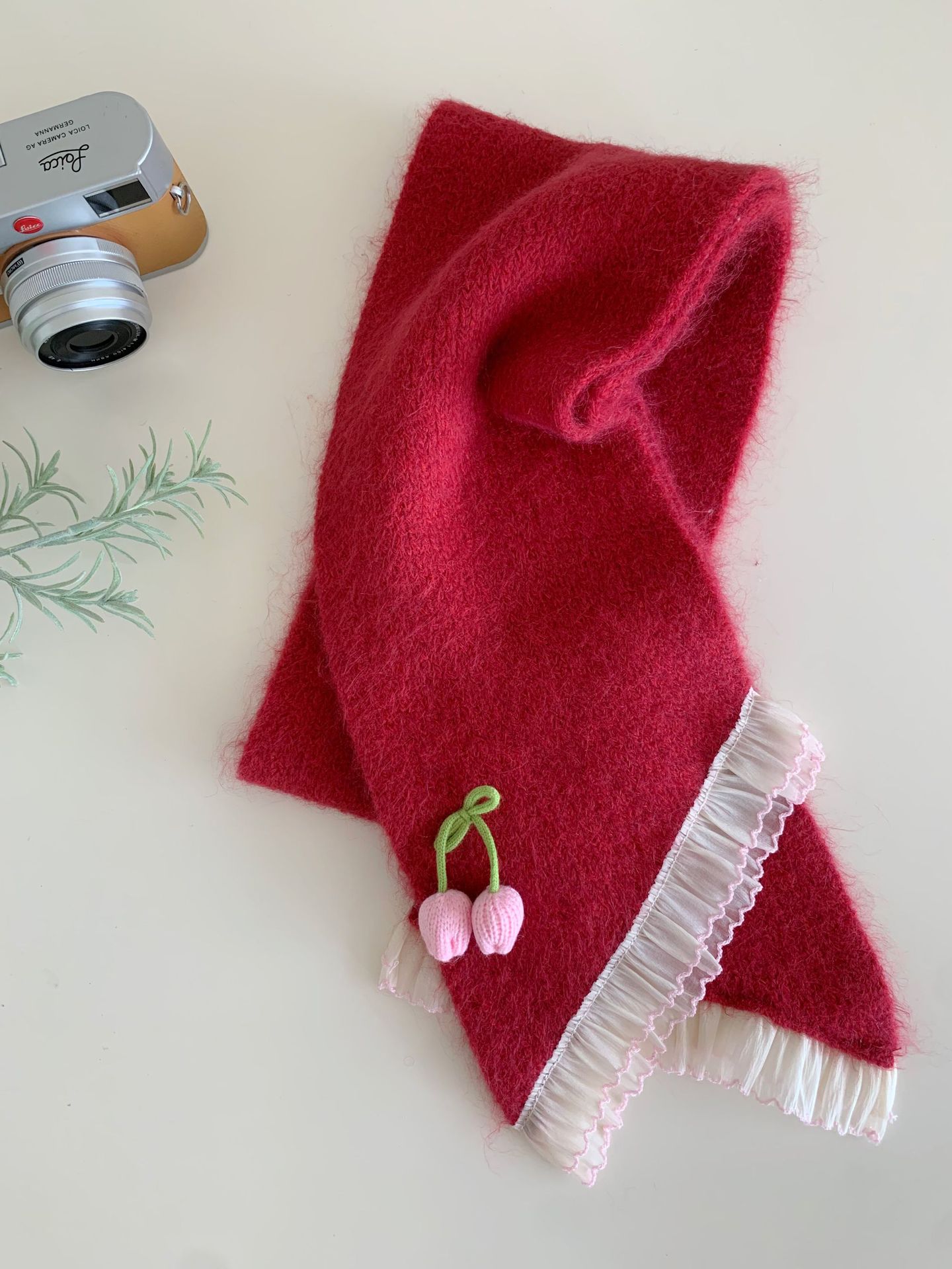 Handmade Tulip Lace Warm Scarf For Women In Winter photo 8