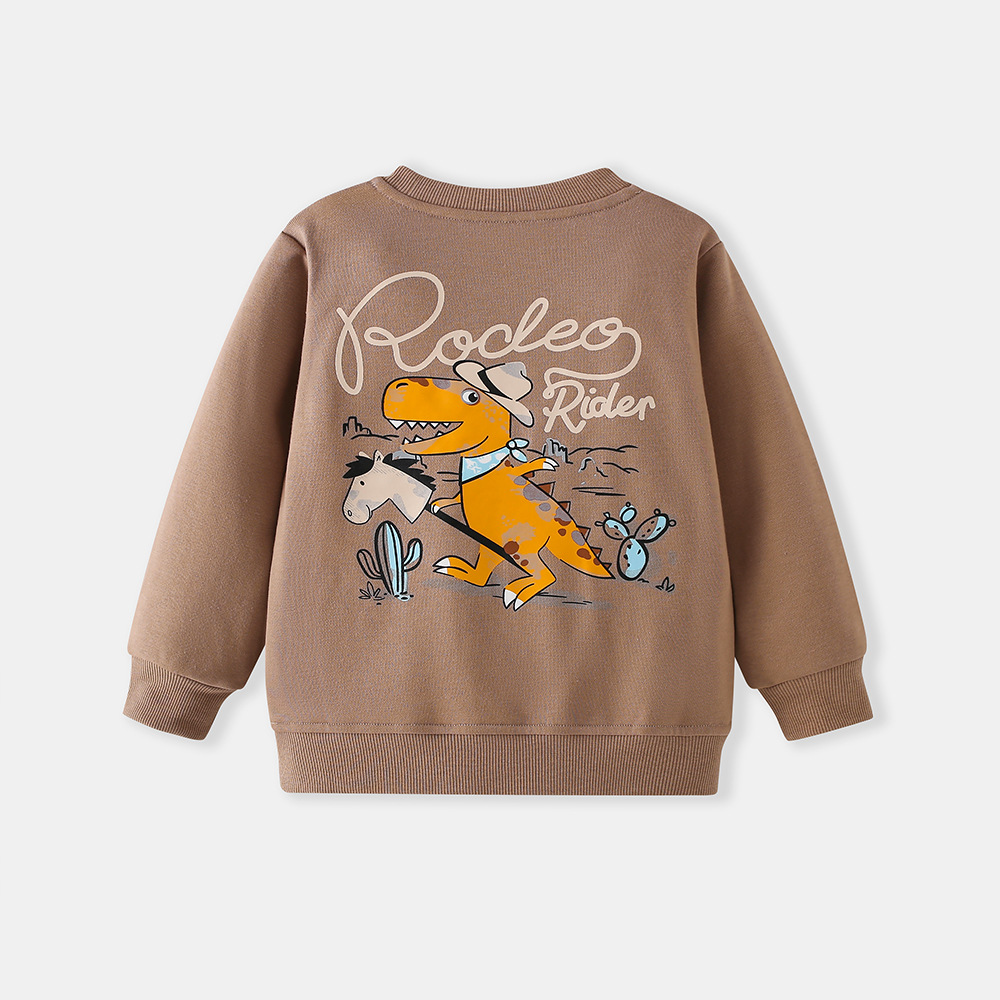 Kids Crew-Neck Cartoon Hoodie With Desert Dinosaur Print photo 3