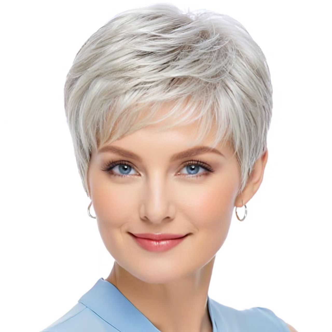 Wig European And American Womens Fashionable Short Gray Wig photo 3