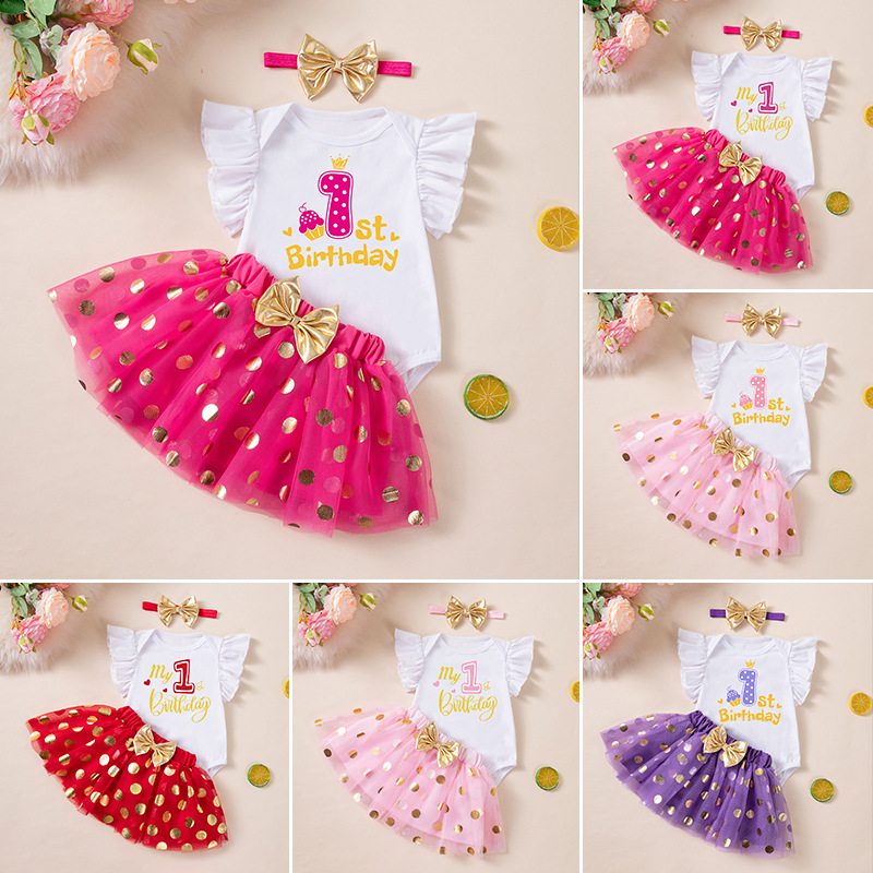 Girls' Puff-Sleeve Polka-Dot Dress Set photo 5