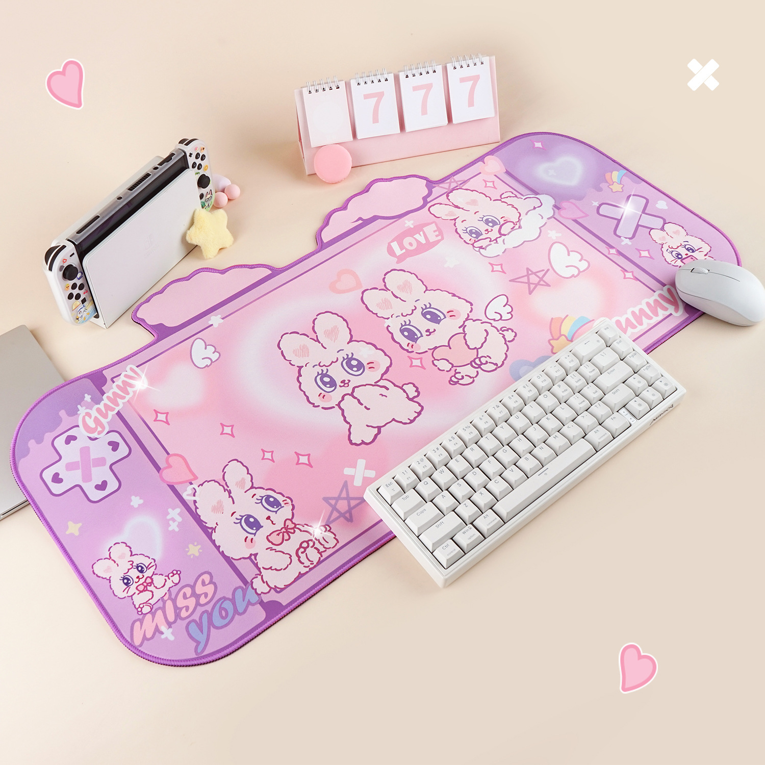Original Fluffy Rabbit Oversized Mouse Pad Special-shaped Large Table Mat photo 1