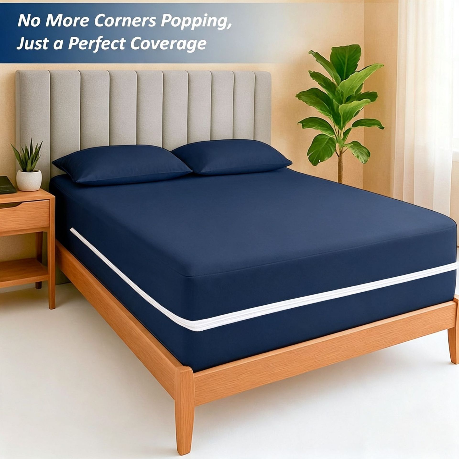 Six-sided Fully Enclosed Zippered Waterproof And Leak-proof Fitted Bed Sheet photo 2