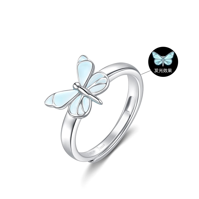 S925 Sterling Silver Butterfly Light Necklace For Women, Niche Design With Glowing Enamel photo 2