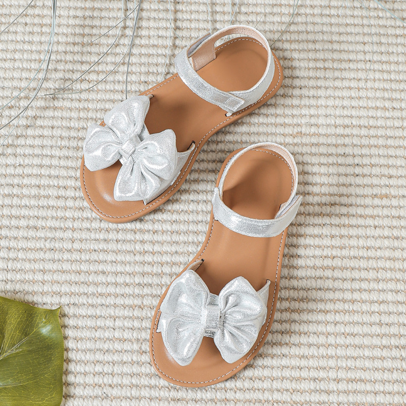 Summer New Arrival Silver Bow Knot Cute Baby Shoes photo 1