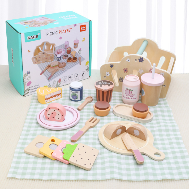 Wooden Role-Playing Kitchen Playset With Food Accessories For Kids photo 2