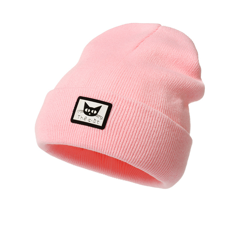 Black Cat Head Decal Skiing Warmth Autumn Winter Knitted Wool Hat photo 5