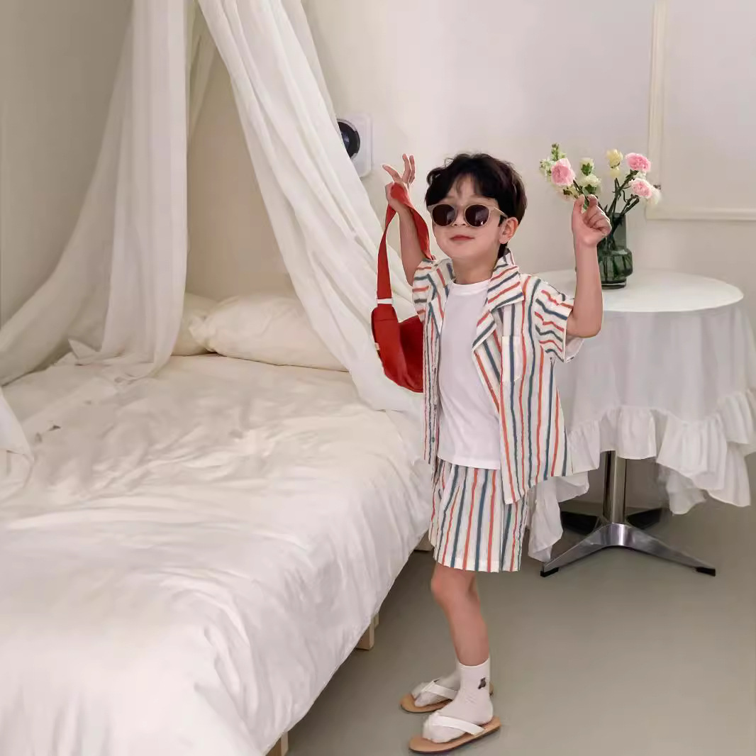 Striped Vest Dress And Short-sleeve Shorts Set photo 2