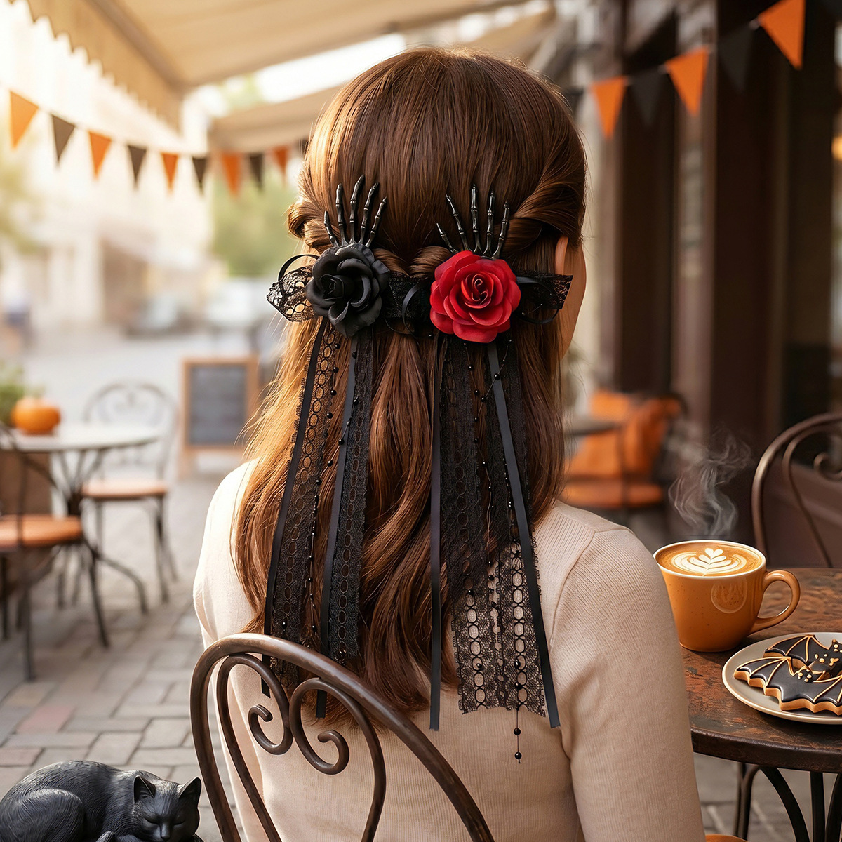 Rose Long Ribbon Side Clip Hair Accessory Party Hairpin photo 2