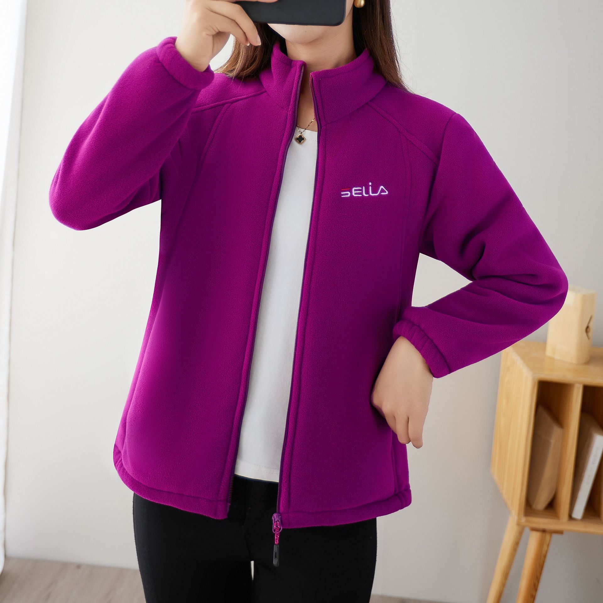 Women's Fleece-Lined Thickened Zip-Up Cardigan photo 3