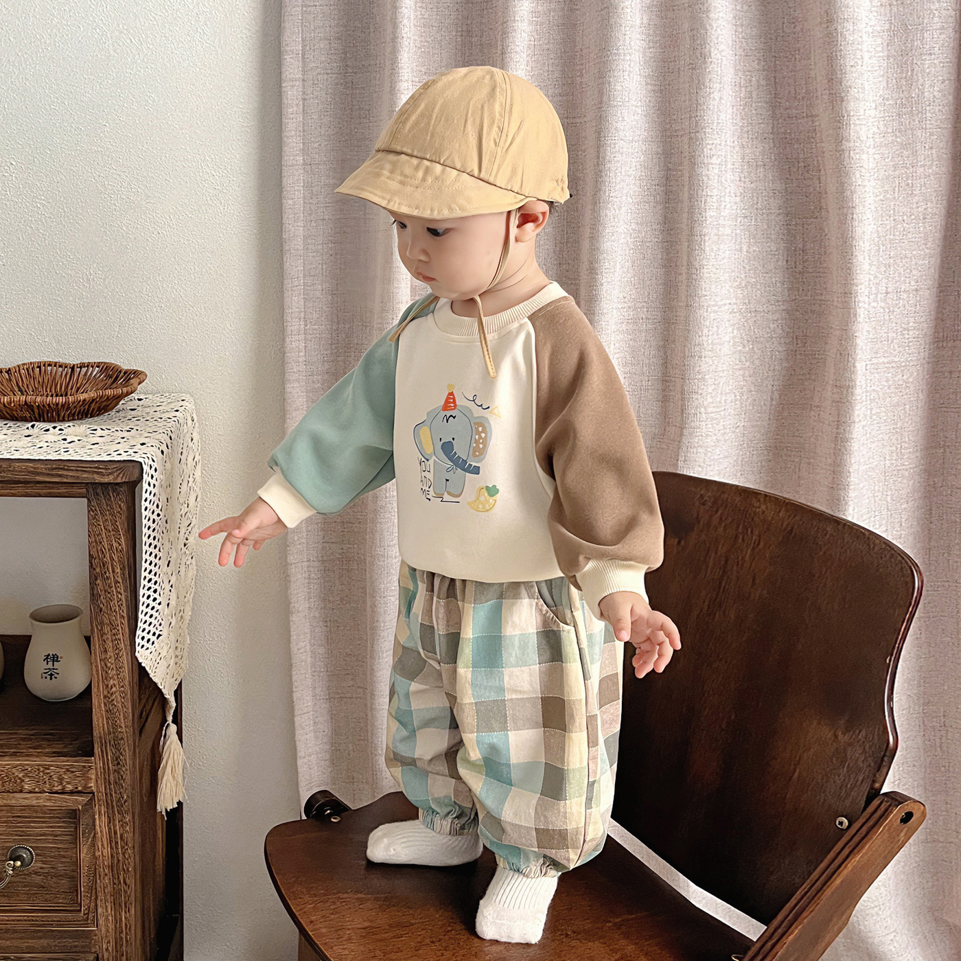 Plaid Top And Pants Set For Baby Boys photo 4