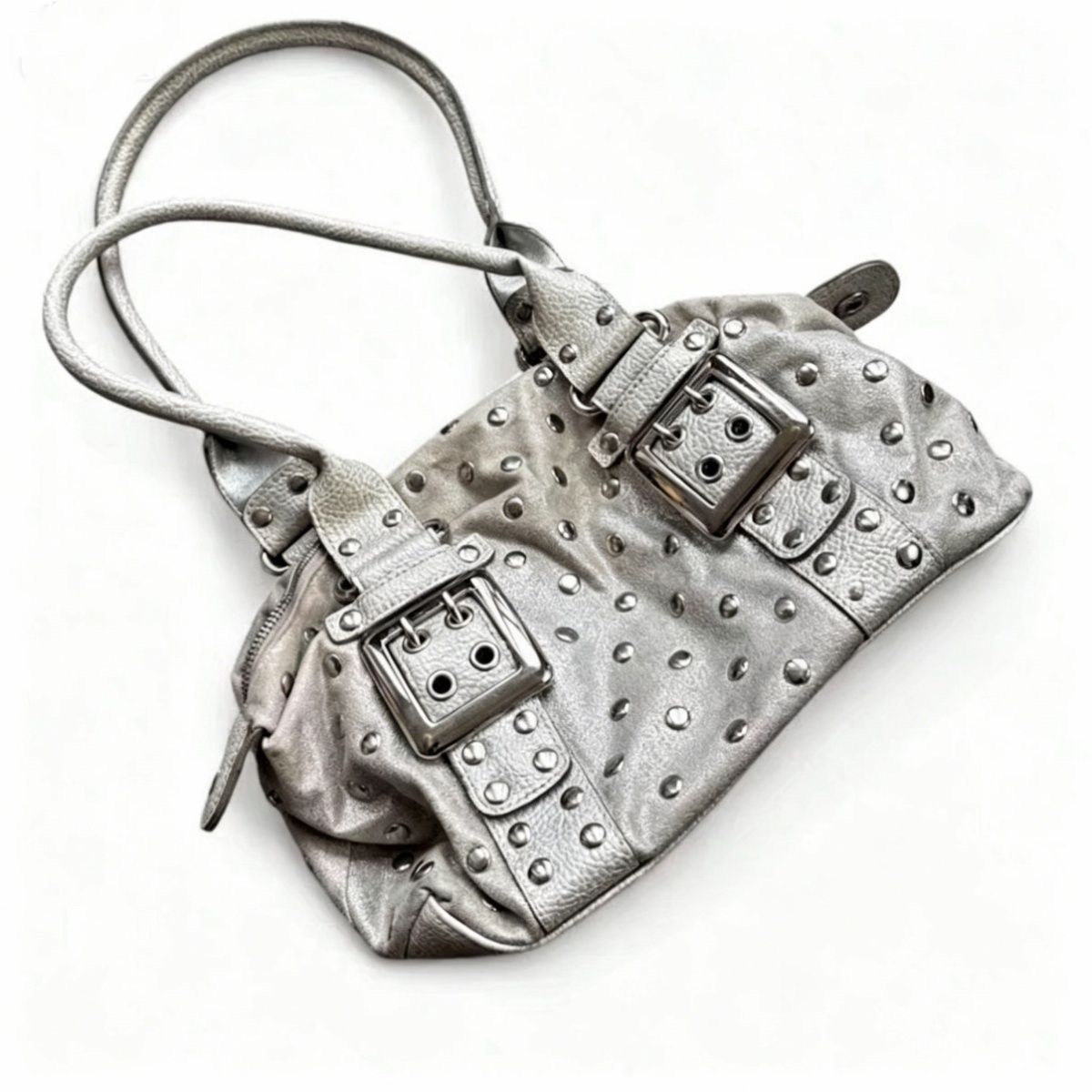 Korean-style Rivet Leather Polka-dot Retro Large-capacity Tote Underarm Bag photo 4