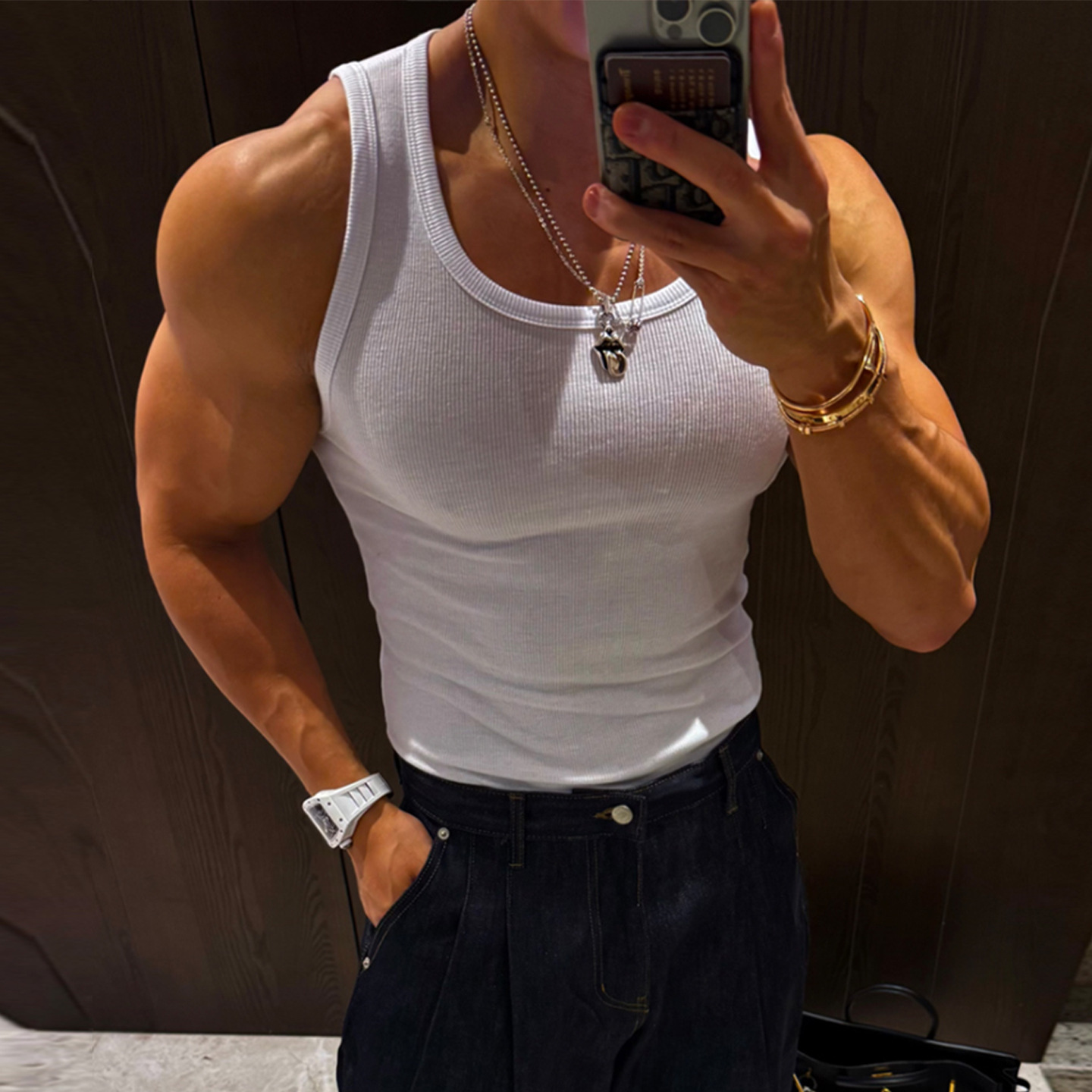 Sleeveless T-shirt Show Muscle American Sweat-absorbent Waistcoat photo 5