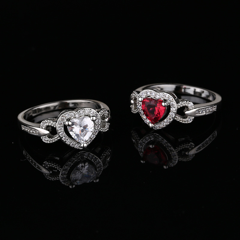 Women's Red Heart-shaped Wedding Ring Personalized Bracelet photo 2