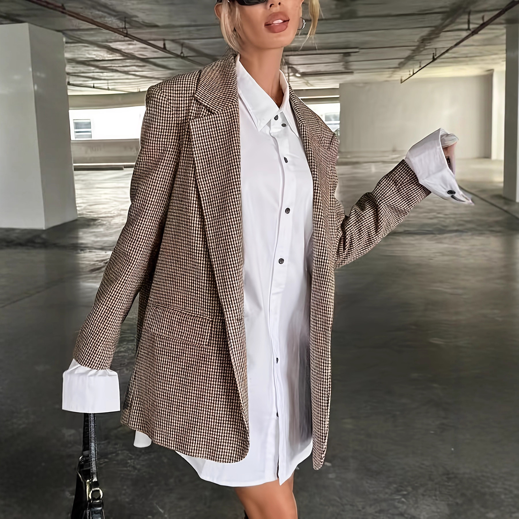 Women's Plaid Long-sleeve Blazer photo 5