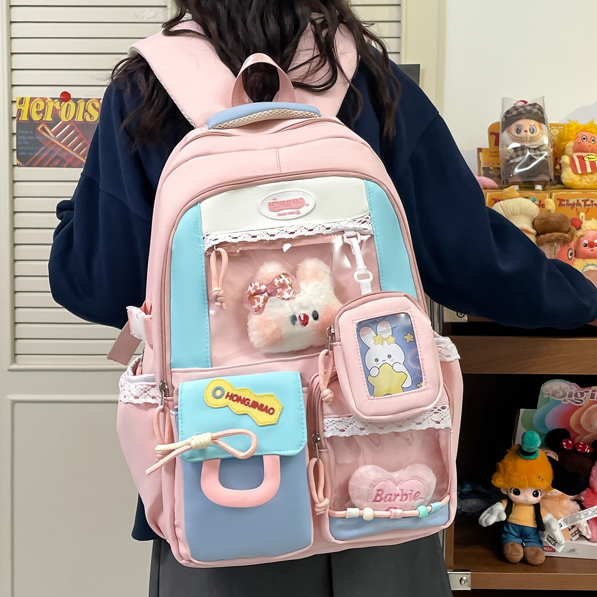 High Appearance School Bag With A Cute Color Block Design photo 6