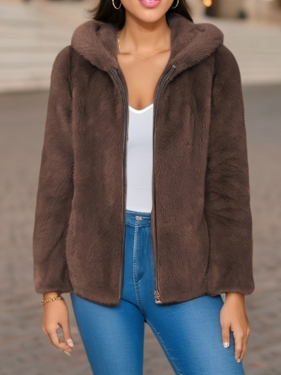 Fleece-lined Double-sided Coral Fleece Hooded Warm Jacket photo 6