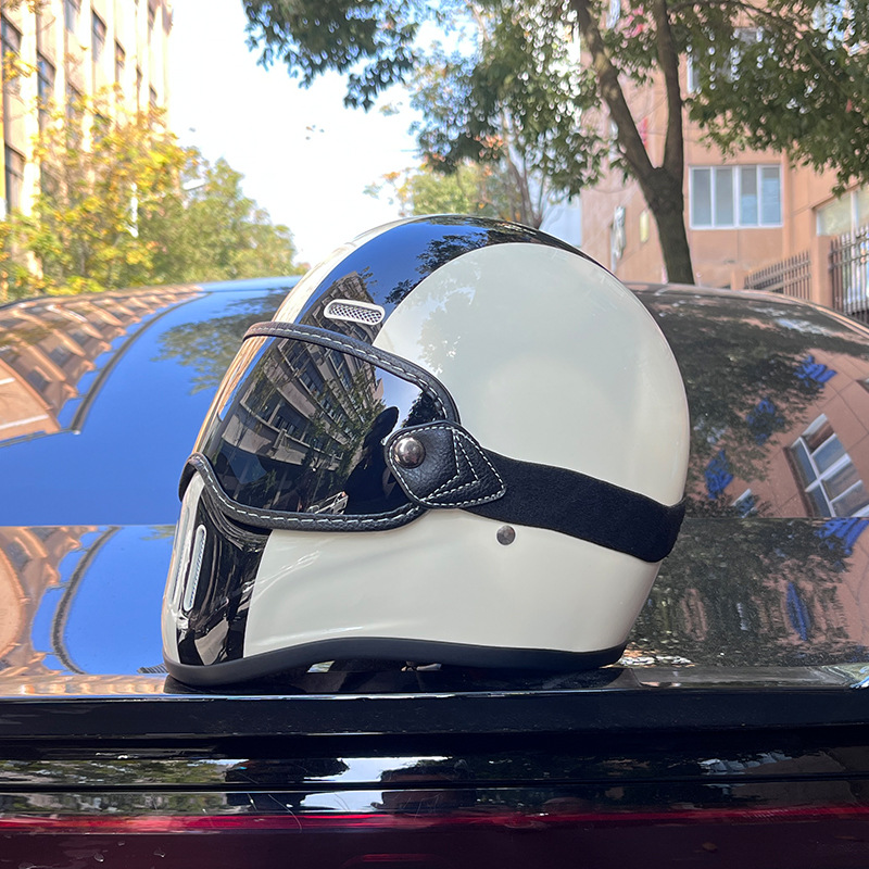 Vintage Versatile Fiberglass Motorcycle Helmet photo 2