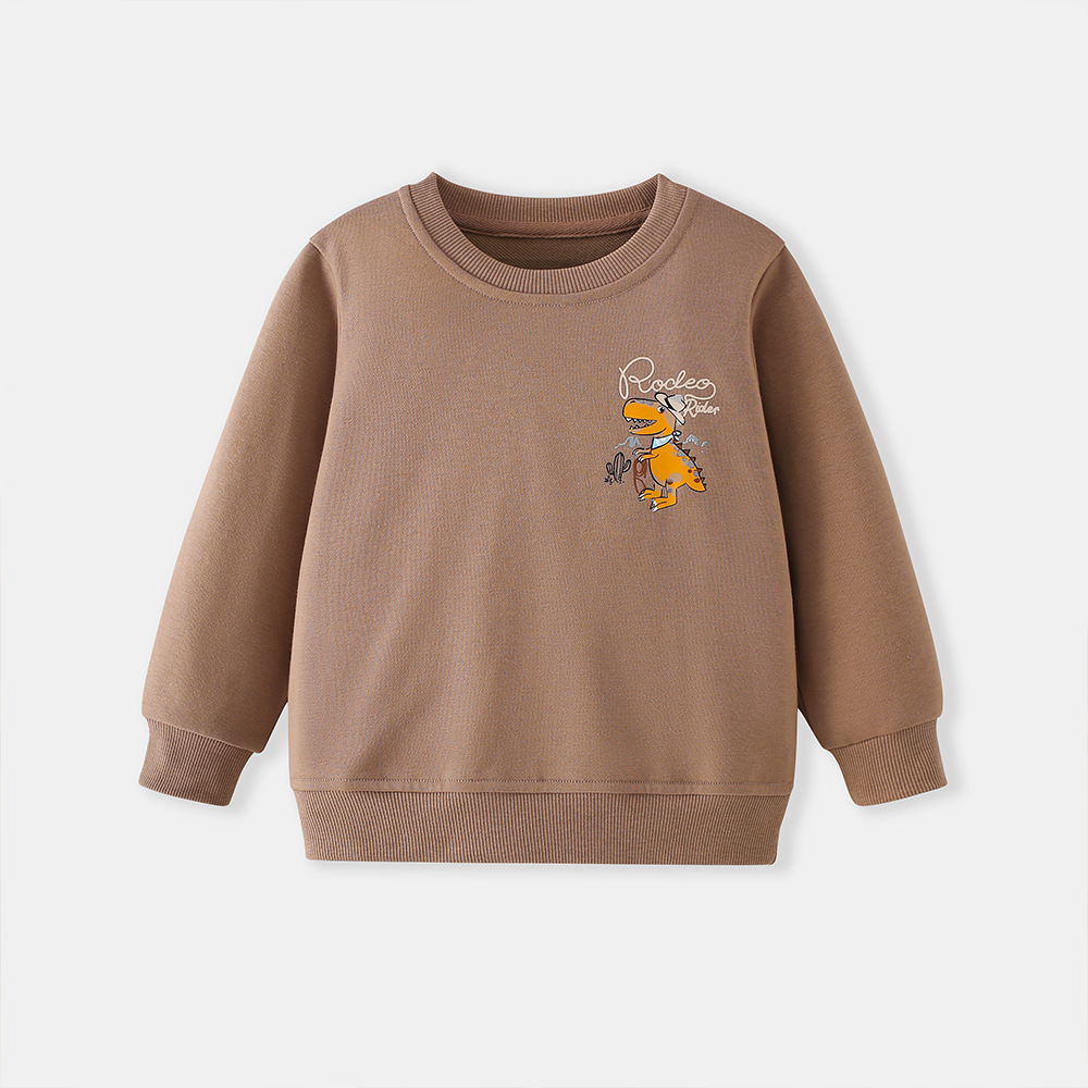 Kids Crew-Neck Cartoon Hoodie With Desert Dinosaur Print photo 2