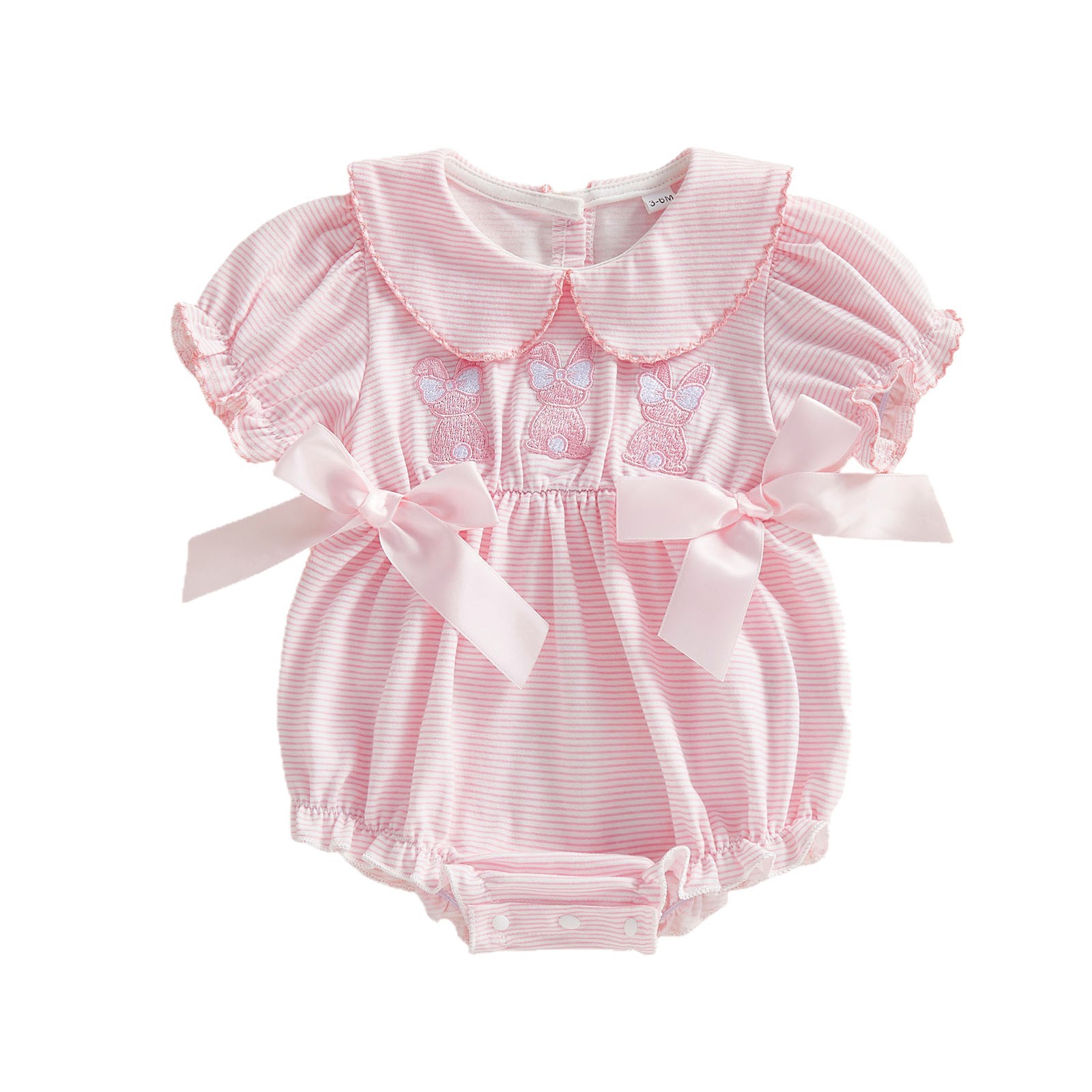 Baby Girl Long-sleeve Romper With A Ruffled Collar photo 2