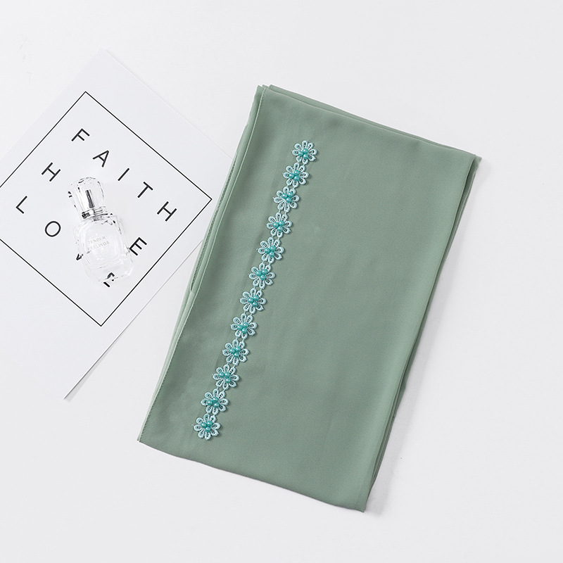 Pearl Chiffon Nail Pearl Decorative Headscarf photo 2