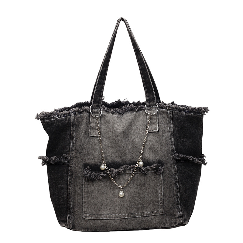Versatile High-capacity Minimalist Ombre Denim Shoulder Bag photo 6