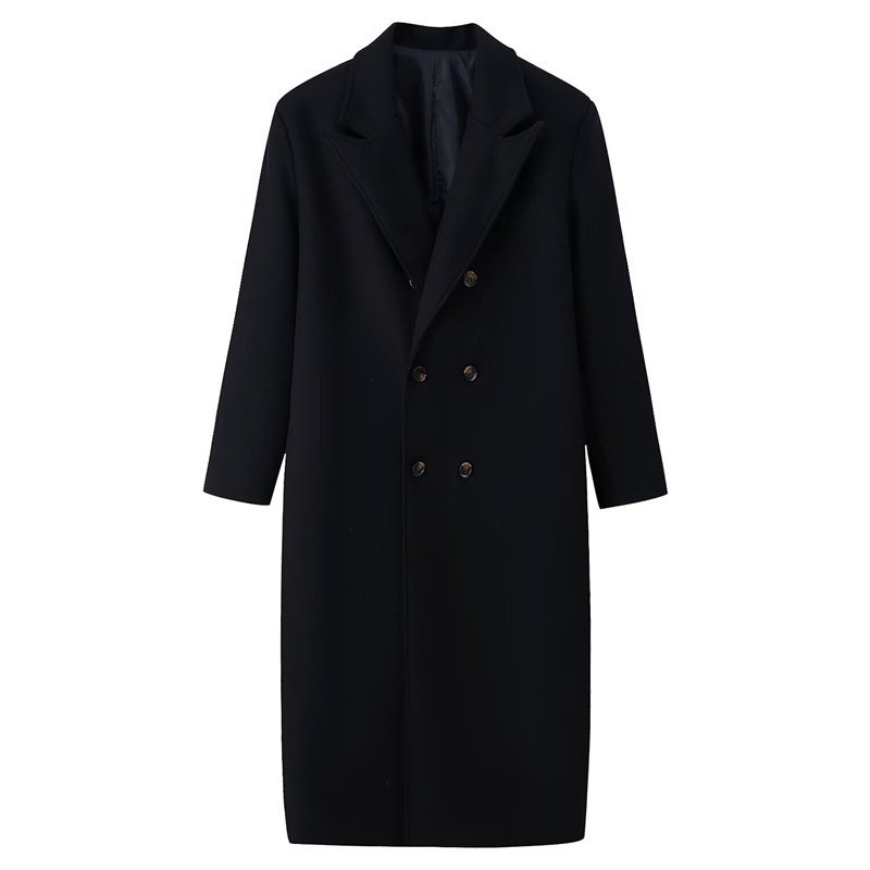 Casual Double-breasted Long Wool Coat photo 4