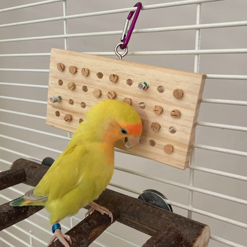 Parrot Toys Training Decompression Hanging Solid Wood Keyboard Toy photo 5