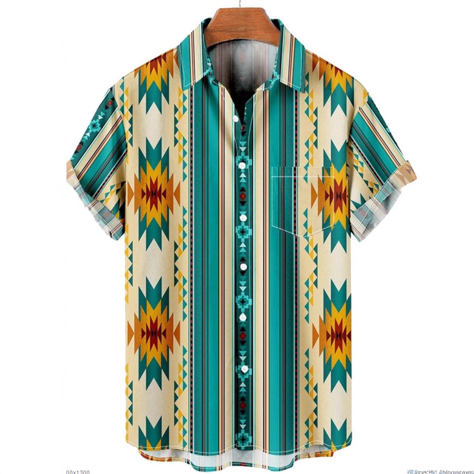 Short-sleeved Lapel-printed Loose-fitting Casual Shirt photo 7