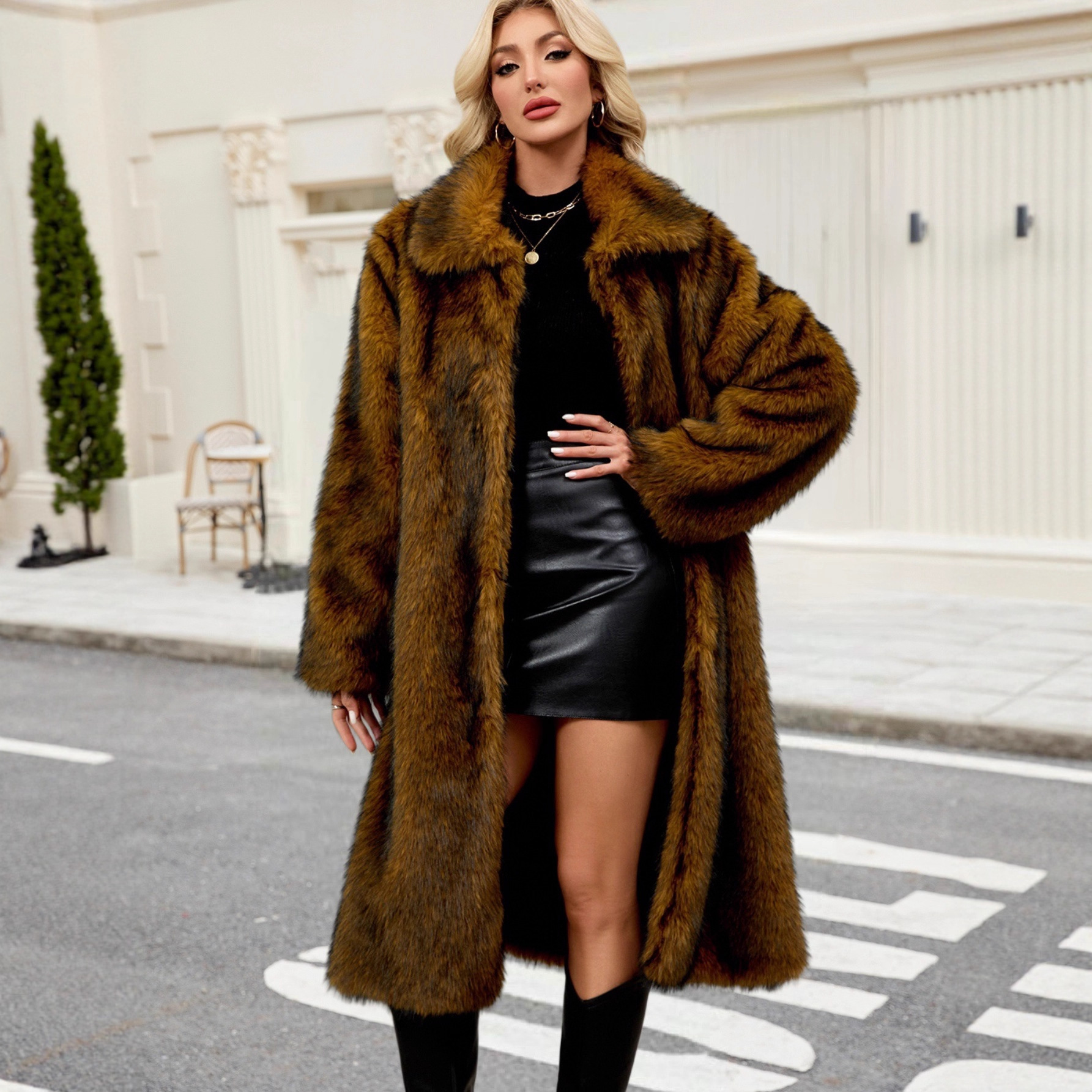 Women's Long Warm Faux Fur Fluffy Coat For Fall And Winter photo 2