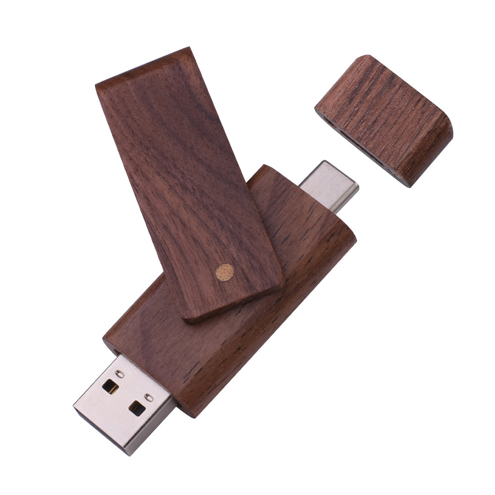 Maple Box Carved Wooden 2 In 1 Mobile Phone U-disk TYPE-C photo 6