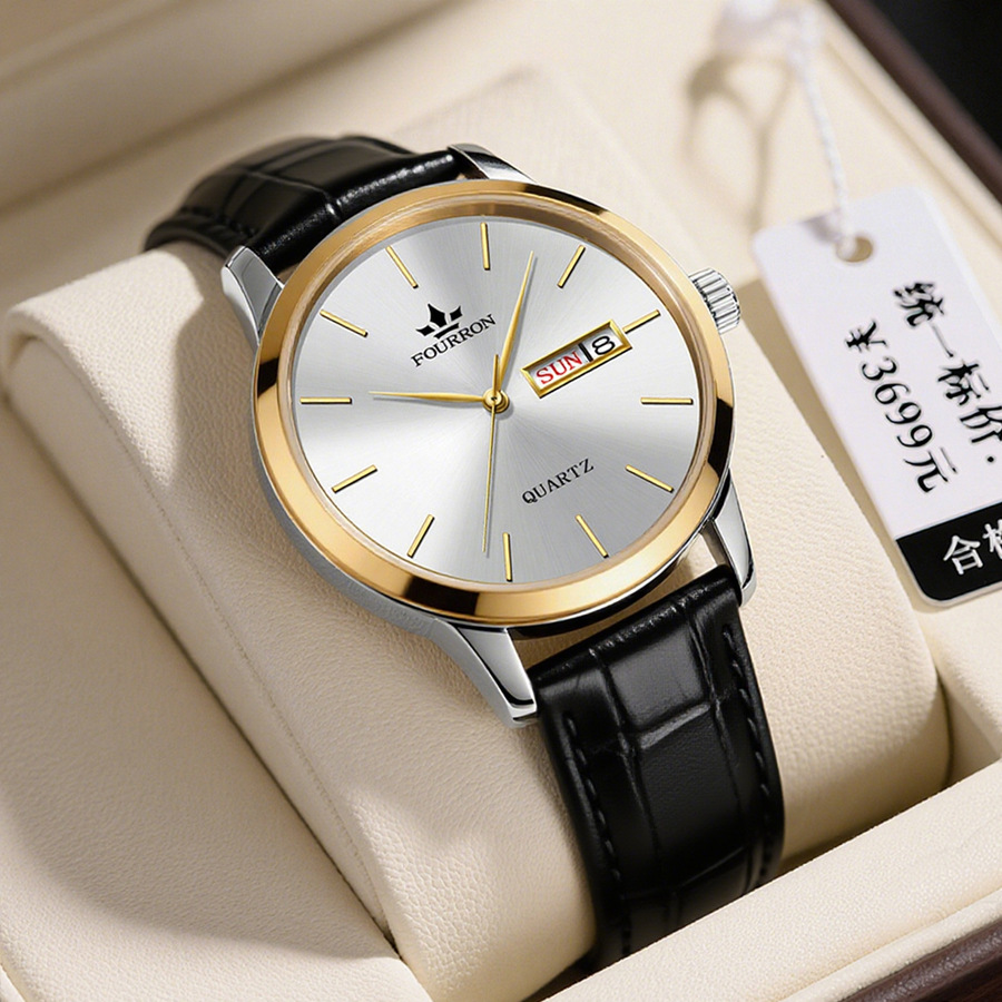 Men's Minimalist Watch With A Dual-calendar Leather Strap photo 7