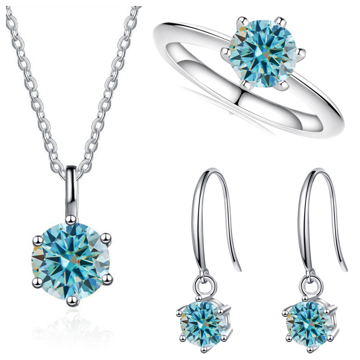 3-Carat Sterling Silver Moissanite Jewelry Set photo 7